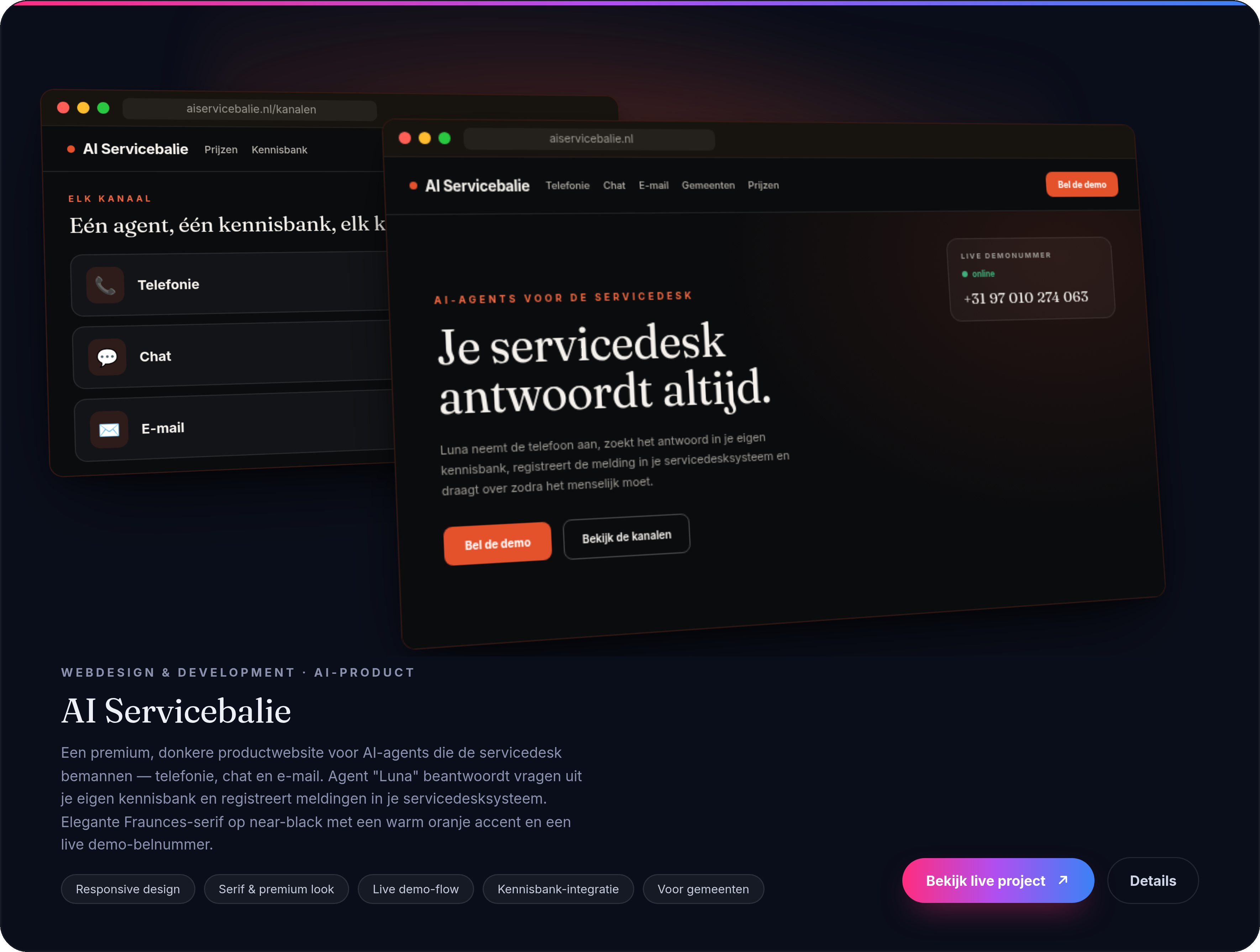 AI Servicebalie — Servicedeskagents voor telefoon, chat en mail